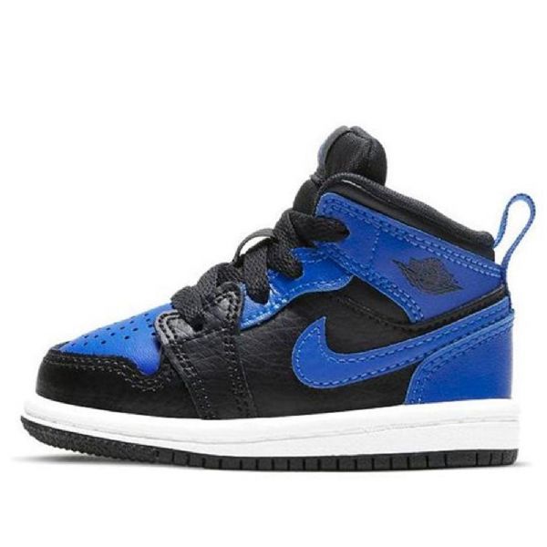 Nike Air Jordan 1 Mid Tops Td Sko Til Børn Sort Blå