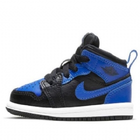 Nike Air Jordan 1 Mid Tops Td Sko Til Børn Sort Blå