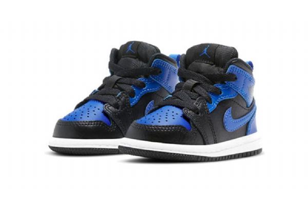 Nike Air Jordan 1 Mid Tops Td Sko Til Børn Sort Blå