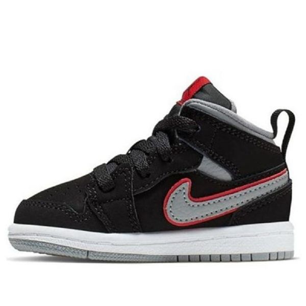Nike Air Jordan 1 Mid Tops Td Sko Til Børn Sort Grå