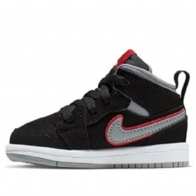 Nike Air Jordan 1 Mid Tops Td Sko Til Børn Sort Grå