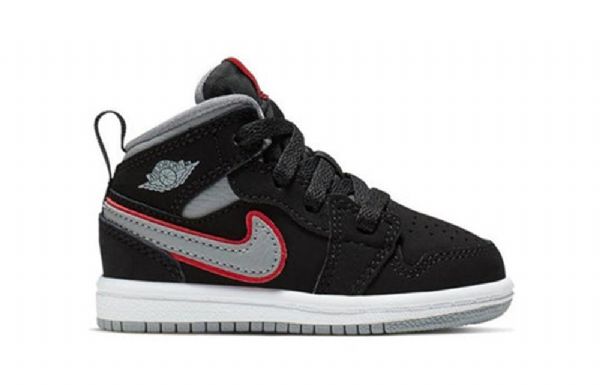 Nike Air Jordan 1 Mid Tops Td Sko Til Børn Sort Grå