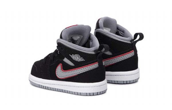 Nike Air Jordan 1 Mid Tops Td Sko Til Børn Sort Grå