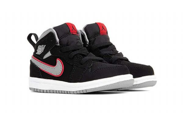 Nike Air Jordan 1 Mid Tops Td Sko Til Børn Sort Grå
