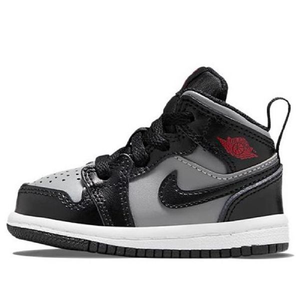 Nike Air Jordan 1 Mid Tops Td Sko Til Børn Sort Grå