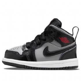 Nike Air Jordan 1 Mid Tops Td Sko Til Børn Sort Grå