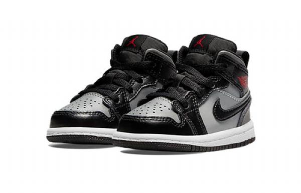 Nike Air Jordan 1 Mid Tops Td Sko Til Børn Sort Grå