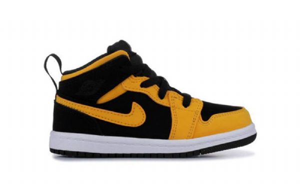 Nike Air Jordan 1 Mid Tops Td Sko Til Børn Sort Gul