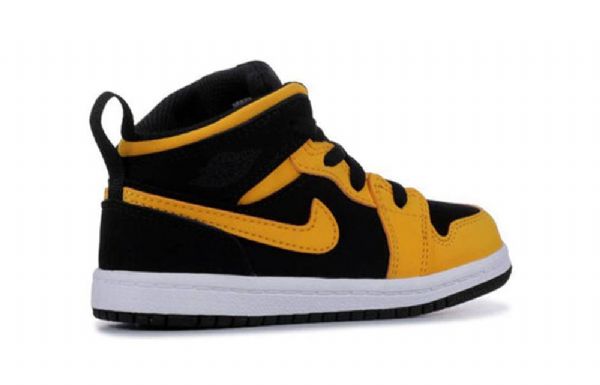 Nike Air Jordan 1 Mid Tops Td Sko Til Børn Sort Gul