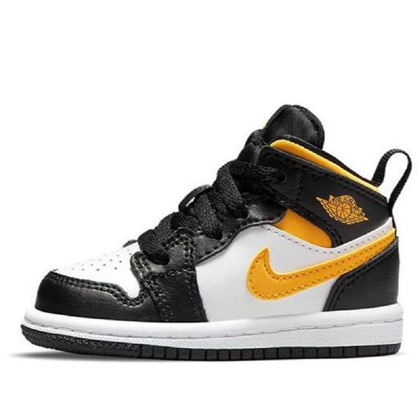 Nike Air Jordan 1 Mid Tops Td Sko Til Børn Sort Guld