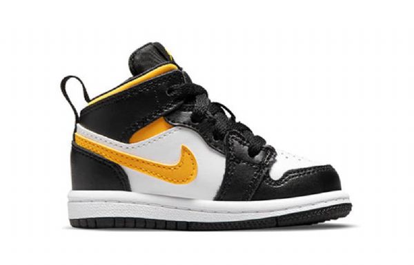Nike Air Jordan 1 Mid Tops Td Sko Til Børn Sort Guld