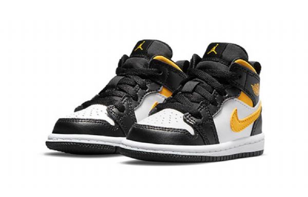 Nike Air Jordan 1 Mid Tops Td Sko Til Børn Sort Guld