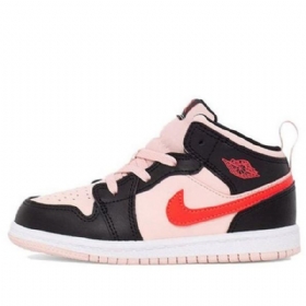 Nike Air Jordan 1 Mid Tops Td Sko Til Børn Sort Lyserød
