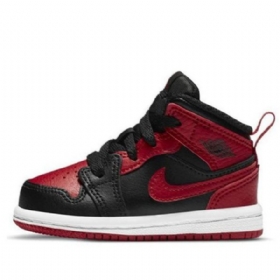 Nike Air Jordan 1 Mid Tops Td Sko Til Børn Sort Rød