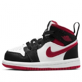 Nike Air Jordan 1 Mid Tops Td Sko Til Børn Sort Rød