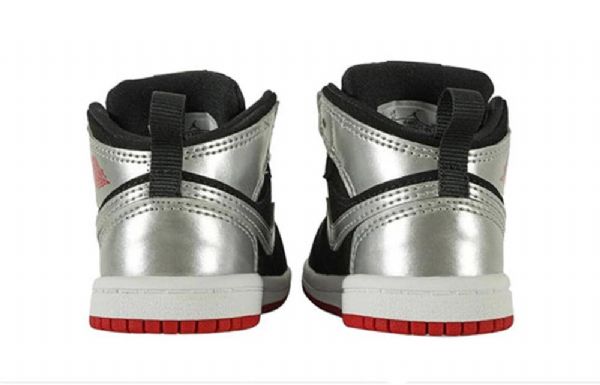 Nike Air Jordan 1 Mid Tops Td Sko Til Børn Sort Sølv