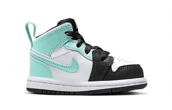 Nike Air Jordan 1 Mid Tops Td Sko Til Børn Sort Turkis