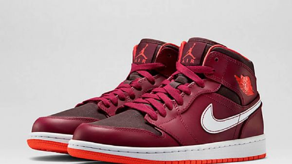 Nike Air Jordan 1 Mid Tops Team Sko Til Mænd Rød