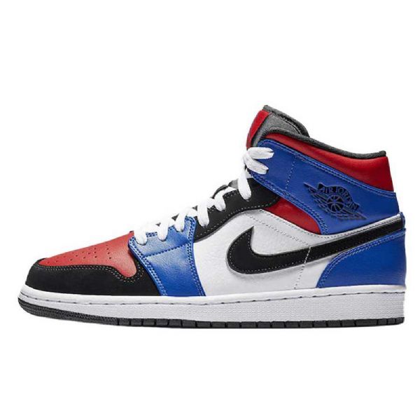 Nike Air Jordan 1 Mid Tops Top 3 Sko Til Mænd Blå Rød Flerfarvet
