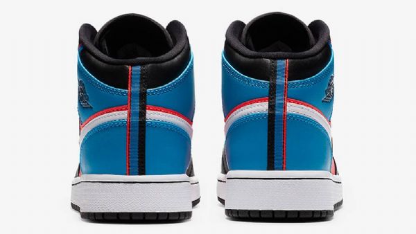 Nike Air Jordan 1 Mid Tops Tri Color Ribbons Sko Til Mænd Flerfarvet