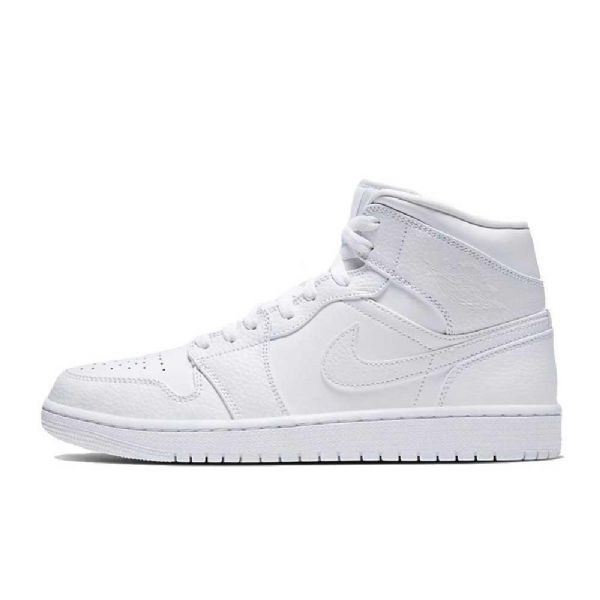 Nike Air Jordan 1 Mid Tops Triple Sko Til Damer Hvid