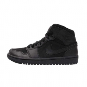 Nike Air Jordan 1 Mid Tops Triple Sko Til Mænd Sort