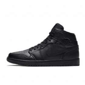 Nike Air Jordan 1 Mid Tops Triple Sko Til Mænd Sort