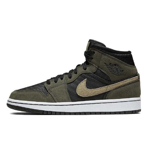 Nike Air Jordan 1 Mid Tops Trooper Sko Til Mænd Camouflage Grøn