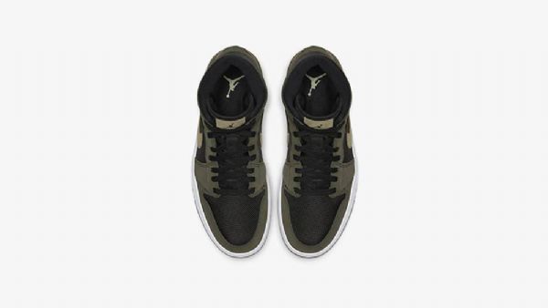 Nike Air Jordan 1 Mid Tops Trooper Sko Til Mænd Camouflage Grøn