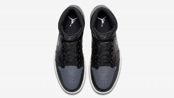 Nike Air Jordan 1 Mid Tops Tumbled Læder Sko Til Mænd Grå