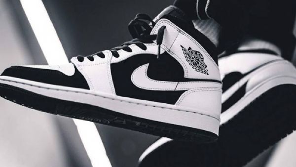 Nike Air Jordan 1 Mid Tops Tuxedo Sko Til Mænd Hvid