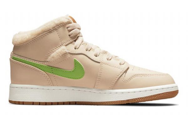 Nike Air Jordan 1 Mid Tops Utility Gs Basketball Sko Til Mænd Khaki