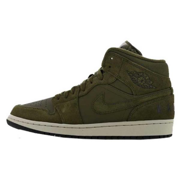 Nike Air Jordan 1 Mid Tops Vintersko Til Mænd Olivengrøn