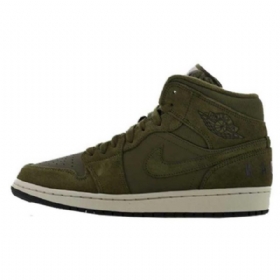 Nike Air Jordan 1 Mid Tops Vintersko Til Mænd Olivengrøn