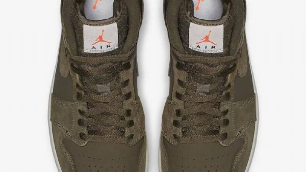 Nike Air Jordan 1 Mid Tops Vintersko Til Mænd Olivengrøn