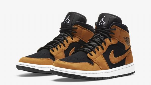 Nike Air Jordan 1 Mid Tops Wheat Sko Til Damer Brun Sort