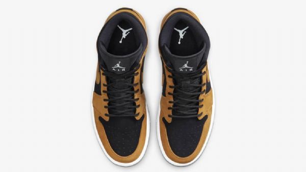 Nike Air Jordan 1 Mid Tops Wheat Sko Til Damer Brun Sort