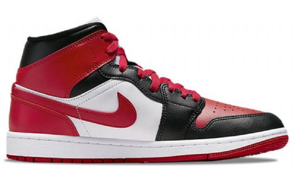 Nike Air Jordan 1 Mid Tops Wide Toe Retro Basketball Sko Til Damer Sort Rød