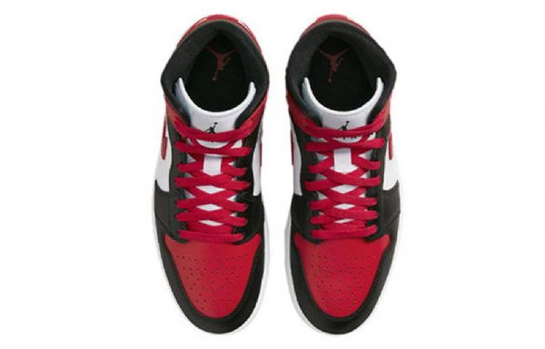 Nike Air Jordan 1 Mid Tops Wide Toe Retro Basketball Sko Til Damer Sort Rød