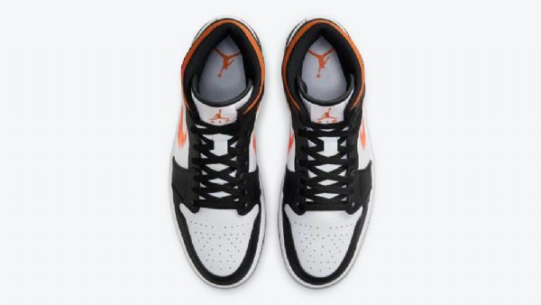 Nike Air Jordan 1 Mid Tops Zig Zag Team Sko Til Mænd Hvid Orange