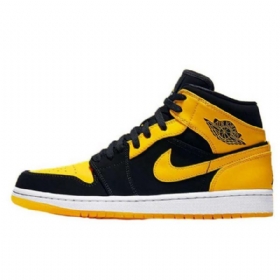 Nike Air Jordan 1 Nye Kærlighedssko Til Mænd Sort Gul