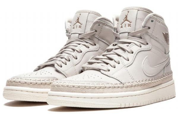 Nike Air Jordan 1 Retro High Overdele Premium Basketball Sko Til Damer Lysegrå