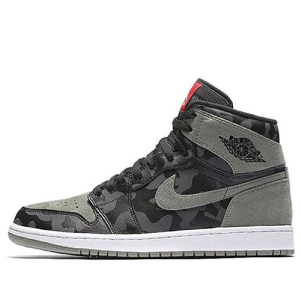 Nike Air Jordan 1 Retro High Overdele Premium Basketball Sko Til Mænd Sort Grå Camouflage