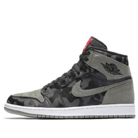 Nike Air Jordan 1 Retro High Overdele Premium Basketball Sko Til Mænd Sort Grå Camouflage