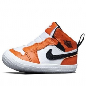 Nike Air Jordan 1 Retro High Tops Og Cb Sko Til Børn Hvid Orange