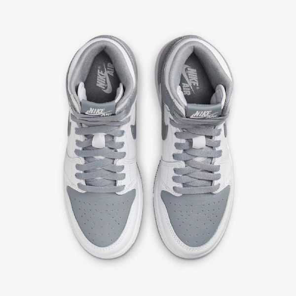 Nike Air Jordan 1 Retro High Tops Og Sko Til Børn Grå Hvid