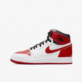 Nike Air Jordan 1 Retro High Tops Og Sko Til Børn Hvid Sort Rød
