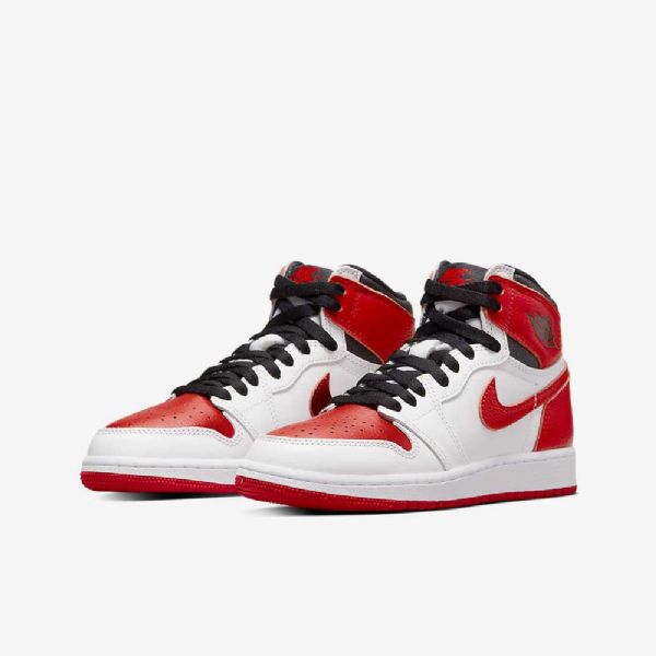 Nike Air Jordan 1 Retro High Tops Og Sko Til Børn Hvid Sort Rød