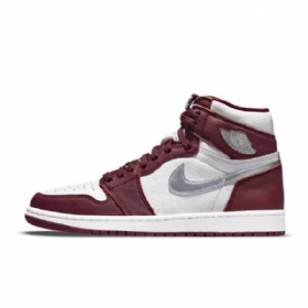 Nike Air Jordan 1 Retro High Tops Og Sko Til Mænd Burgundy Hvid