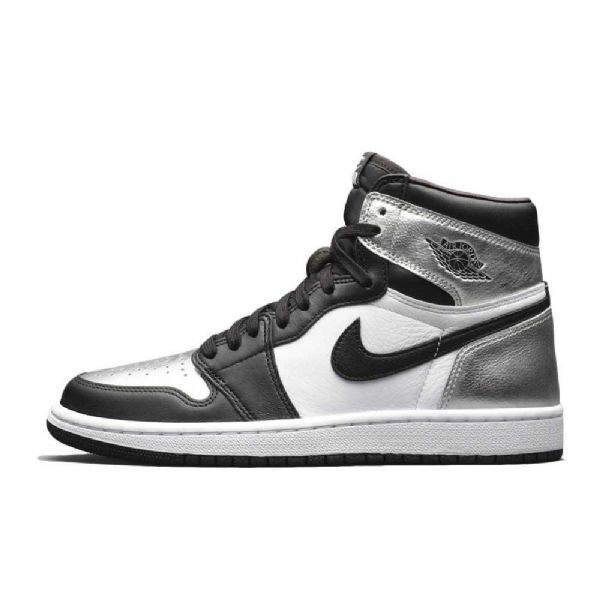 Nike Air Jordan 1 Retro High Tops Og Toe Sko Til Damer Sort Sølv